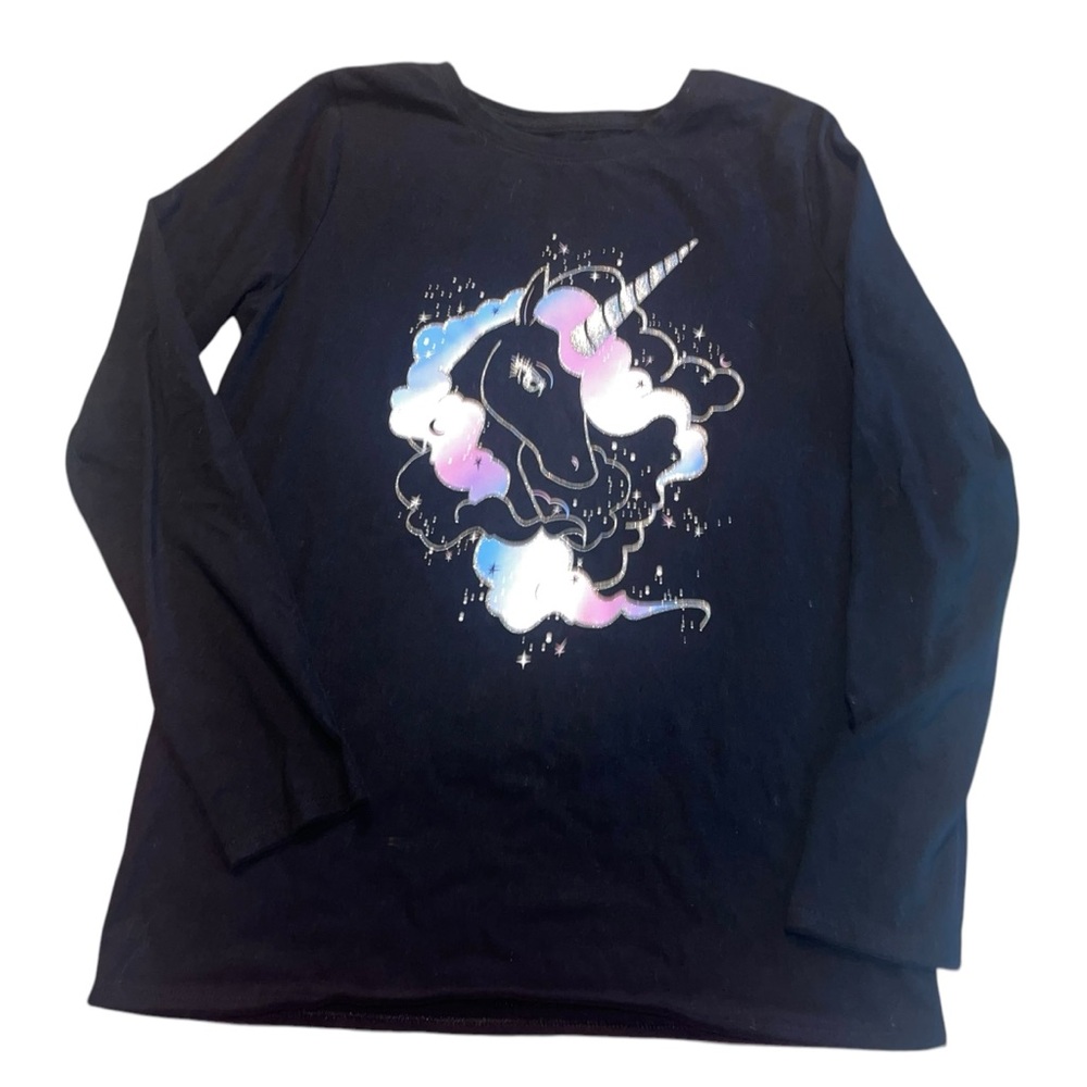Cat & Jack Girls Long Sleeve Tunic Black 14/16 Unicorn Cotton Long Sleeve Tshirt